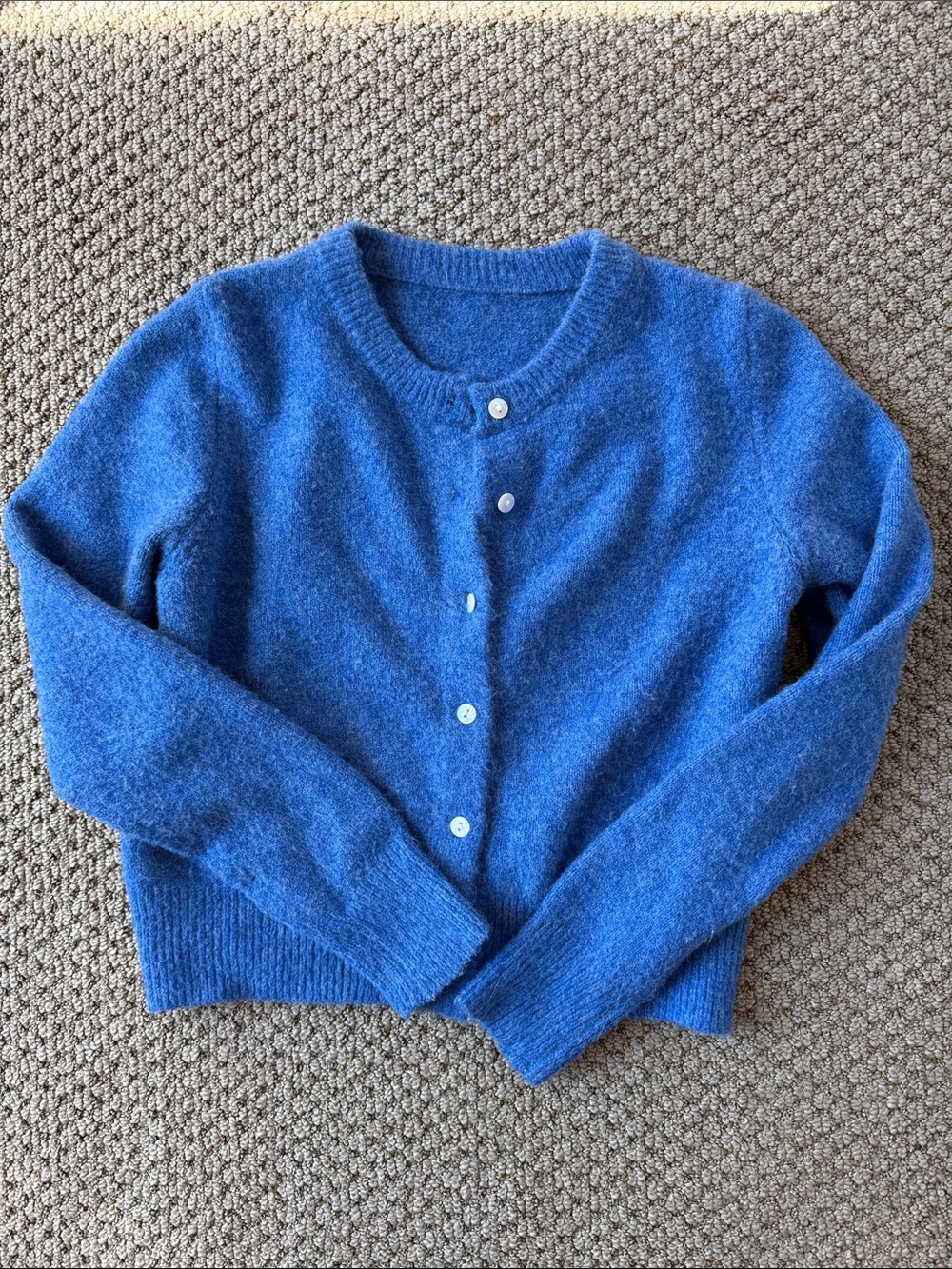 Cider Blue Crewneck Button-Front Cardigan